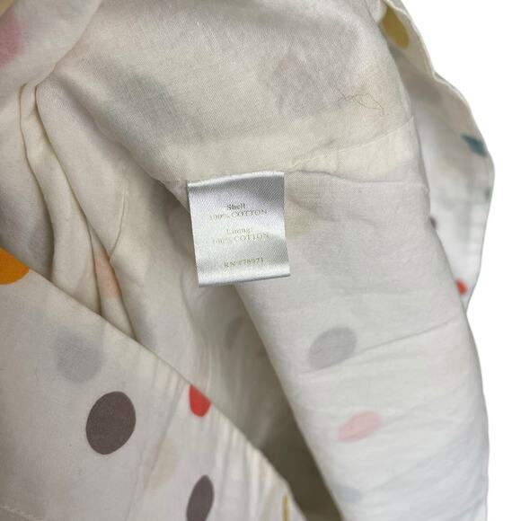 Garnet Hill Womens 14 A-line Dress Polka Dot White Print Vneck Cotton Flowy - Picture 4 of 12